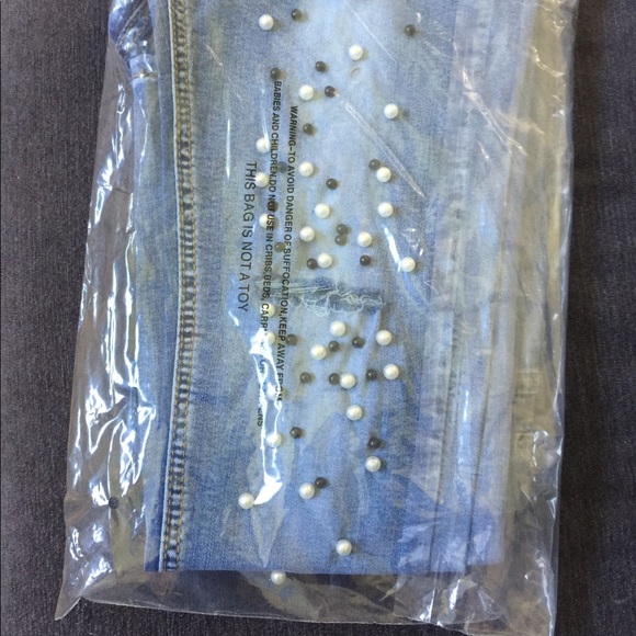 beaded trim washed skinny denim jean - Picture 8 of 8